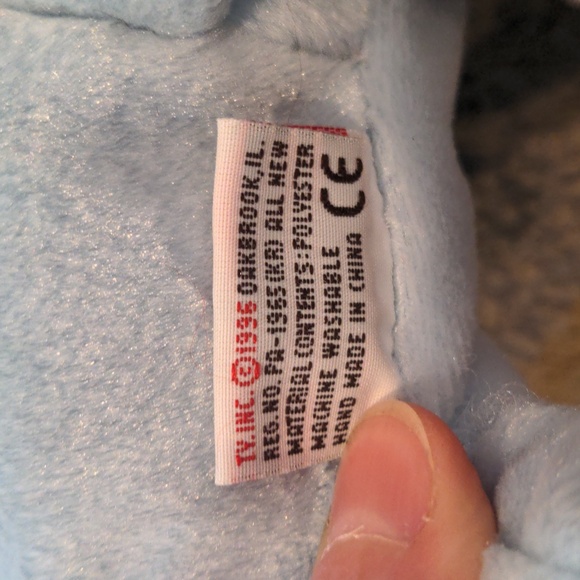 VTG Vintage Ty Peanut Royal Blue Beanie Buddy and Squirt Pillow Pal Elephants - Picture 9 of 10